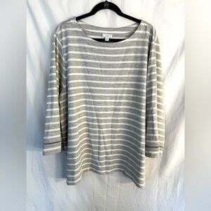 J Jill Striped Gray Boat Neck Women's Top Size 3X